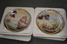 A collection of boxed commemorative plates relating to the Battle of Copenhagen, Nelson etc.