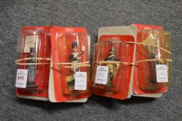 Del Prado collection, a set of eight soldiers, in perspex.
