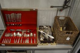 A part canteen of cutlery and large quantity of plated flatware.