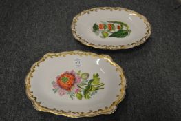 A pair of floral decorated comports.
