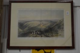 A colour print depicting modern Jerusalem.