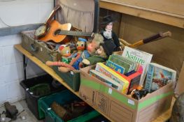 Miscellaneous collectables to include tools, a guitar, cine camera, books etc.