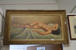 Reclining female nude, oil on canvas.