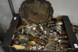 A box of miscellaneous plated items etc.