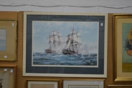 Montague Dawson, colour print of The Action Between Java and Constitution, December 1812, colour