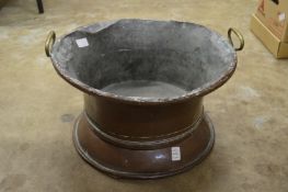 A large copper circular bowl or jardiniere, possibly 18th century French.