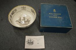 A Royal Worcester porcelain bowl commemorating the Mayflower.