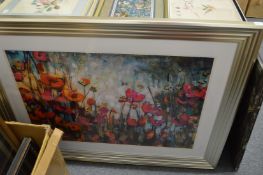 A large colour print depicting poppies.