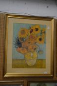 Vincent van Gogh, Sunflowers in a vase, colour print.