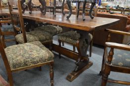 An oak refectory style dining table 6' long x 2' 6