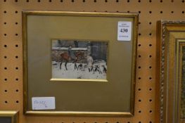 A small watercolour of a hunting scene.