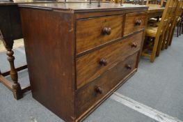 Mahogany chest of drawers (lacking feet).