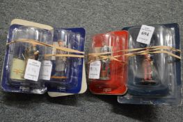 Del Prado collection, a set of eight soldiers, in perspex.