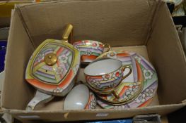 Colourful Japanese part tea service.