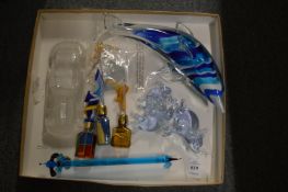 A small group of moulded glass animals etc.