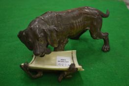 A good bronze smokers compendium modelled as a dog by a trough.