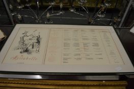 Mirabelle London, a framed and glazed menu.