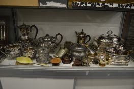 A plated four piece tea service and other items.