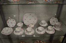 A quantity of Shelly Bridal Rose teaware.