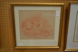 A crayon drawing of a dachshund.