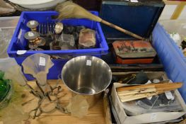 Silver topped dressing table jar, plated items and miscellaneous collectables.