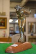 A small art nouveau bronze figure of a female nude (repairs).