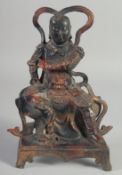 A CHINESE GILT BRONZE GOD FIGURE . 9ins high.