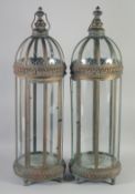 A LARGE PAIR OF CIRCULAR LANTERNS. 2ft 10ins high.