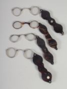 FOUR PAIRS OF TORTOISESHELL FOLDING SPECTACLES.