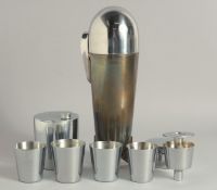 A SILVER PLATED ZEPPELIN COCKTAIL SHAKER.