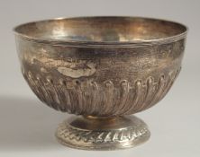 A VICTORIAN SILVER WRYTHEN FLUTED CIRCULAR ROSE BOWL. 8ins diameter. London 1896.