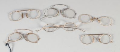 SIX VARIOUS SPECTACLES, GILT AND GOLD, VICTORIAN AND GEORGIAN.