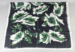 A DIOR SILK SCARF flowers on a cream and brown background. 90cm x 90cm.