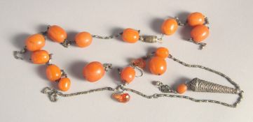 VARIOUS BUTTERSCOTCH AMBER BEADS. Fourteen, Weight: 41gms.