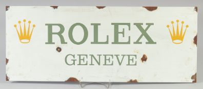 A LARGE ENAMEL ROLEX SIGN. 23ins x 9ins.