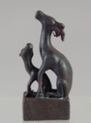 A JAPANESE BRONZE DEER SEAL. 2ins.