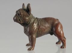 A GOOD SMALL HEAVY BRONZE BULLDOG. 2.75ins high.
