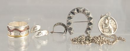 A SMALL BAG OF SILVER ITEMS.