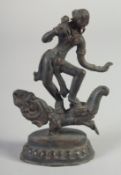 A 19TH CENTURY TIBETAN BRONZE FIGURE, 9.5cm high.