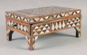 A 18TH CENTURY OTTOMAN MOTHER OF PEARL INLAID WOODEN MIRROR BOX, further inlaid with