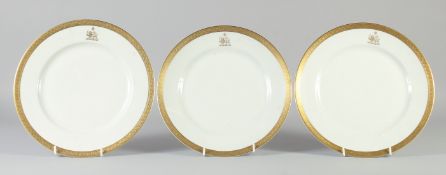 THREE REZA PAHLAVI PORCELAIN PLATES, by Rosenthal, each 26cm diameter.