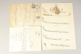 THREE OTTOMAN FIRMAN DOCUMENTS, two documents signed and dated, 19th century, (3).