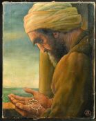 A 19TH CENTURY OIL PAINTING; 'THE PEARL MERCHANT', stretched canvass unframed, 46cm x 36cm.