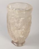 A RARE ANCIENT PERSIAN OR SASSANIAN CARVED ROCK CRYSTAL BEAKER, 11.5cm high.