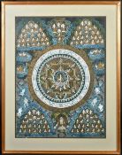 A TIBETAN THANGKA, framed and glazed, image 51cm x 39cm.