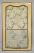 A 19TH CENTURY CHINESE EMBROIDERED FRAMED SILK SECTION, embroidered with scenes of European