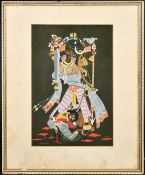 A 20TH CENTURY INDIAN GOUACHE PAINTING BY RAM BHAKTA, framed and glazed, image 37cm x 24.5cm.