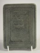 A CHINESE INKSTONE, 14.5cm x 10.5cm.