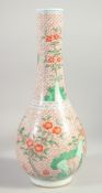 A 19TH CENTURY CHINESE POLYCHROME PORCELAIN VASE, painted with flora, 36cm high.