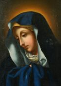 After Carlo Dolci, 19th Century, portrait of a Madonna in a blue cloak, oil on metal panel, 10.5